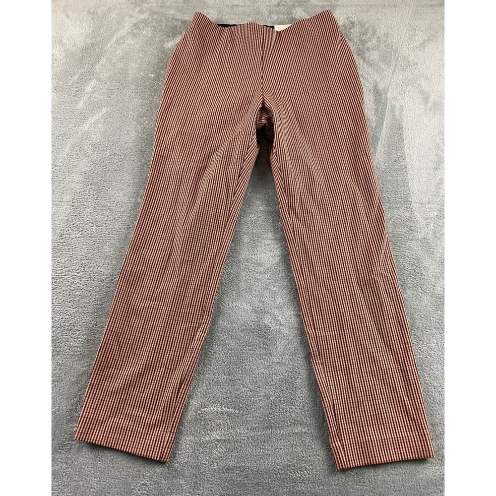 A New Day Womens Gingham Skinny Ankle Pants Burgundy Tan Blue Size 6 NEW